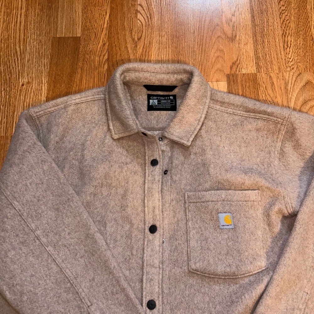 Carhartt Womens Loose Fit Fleece Jacket Muted Pink Size L